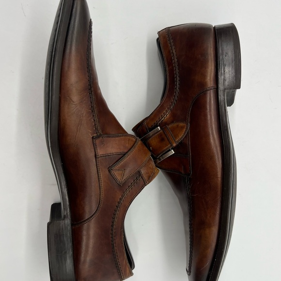 Magnanni Men’s Sz 10.5M Burnished Brown Leather Single Monk Strap Dress Shoes. - Picture 10 of 13